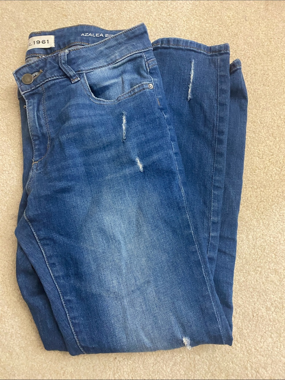 FREE DL1961 Azalea Women's Medium Blue Skinny Jeans with Light Distress